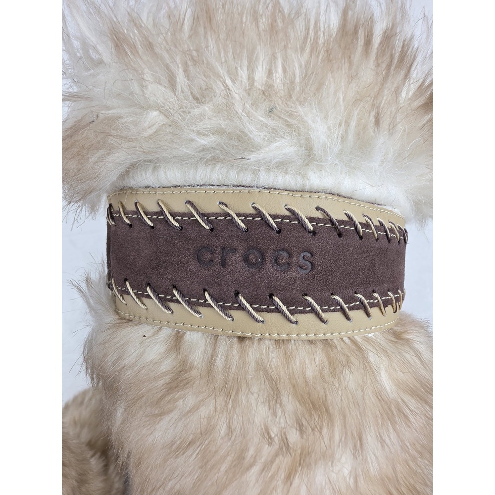 Crocs Tall Faux Fur Winter Boots Womens 7 Tan Fuzzy Yeti Style - Picture 8 of 9
